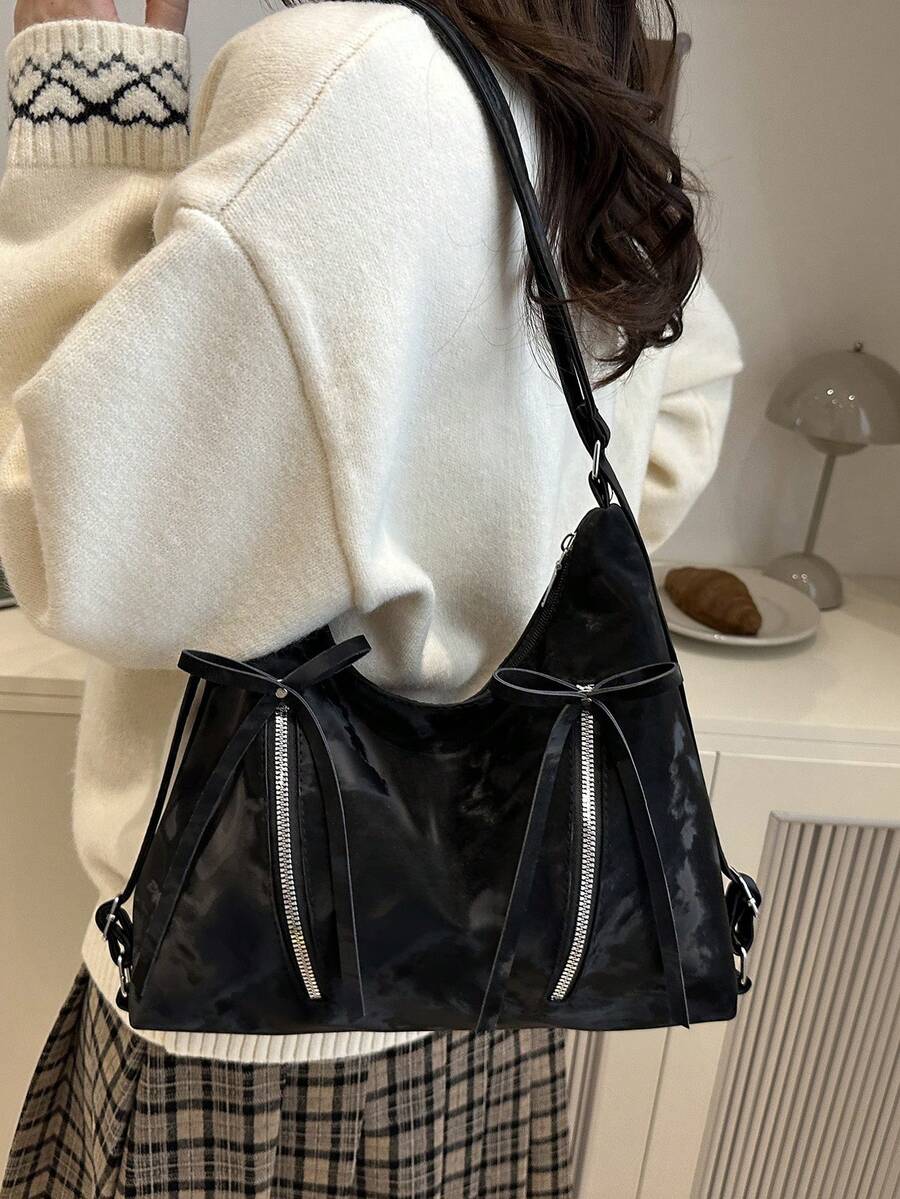 This playful backpack brings a touch of Korean chic to your daily adventures with its cute bow decoration and sleek design. Perfectly sized for all your essentials, it combines style and practicality, making every day a little brighter and more fun. Carry it as a tote or wear it as a backpack to match your mood and outfit effortlessly.