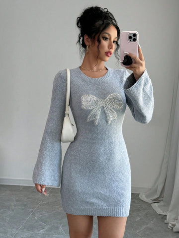 Effortlessly elevate your style with our Chic Bow Collar Long Sleeve Sweater Dress. Perfect for any occasion, this elegant piece features a stylish bow collar and long sleeves for a sophisticated look. Add a touch of charm and class to your wardrobe with this must-have dress.