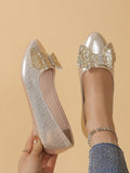 Step out in style with these Chic Bowknot Flat Loafers, designed to add a touch of sparkle to your day! Featuring a soft, slip-on design with anti-slip soles, they keep you comfy and steady wherever you go. Choose between shimmering gold or silver to brighten up any outfit with a playful twist. Perfect for those who love a little shine and effortless charm in their footwear!