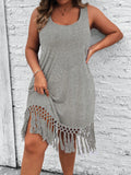 Get ready for some chic and breezy summer escapes with our Sleeveless Patchwork Fringed Knitted Dress! Made specifically for plus size women, this dress features a unique patchwork design and playful fringed details that will keep you stylish and comfortable all season long. Perfect for any occasion, this dress will be sure to turn heads and make a statement.