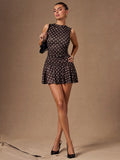 Turn heads in this fabulous brown polka dot bodycon dress that perfectly blends retro charm with modern edge. The fitted silhouette hugs your curves in all the right ways, while the playful ruffle hem adds a flirty touch that demands attention. Whether you're heading to brunch with friends or a night out on the town, this versatile piece transitions seamlessly from casual to chic. The classic polka dot pattern never goes out of style, making it a wardrobe essential that pairs beautifully with sneakers, heel
