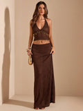 Exude Earthy Sophistication in Our Chic Brown Two-Piece Crochet Vest and Sheer Skirt Set!

Experience the breathtaking fusion of artisanal heritage and sharp, modern architectural tailoring. This stunning brown crochet ensemble is meticulously designed for the woman who values a high-fashion, 
