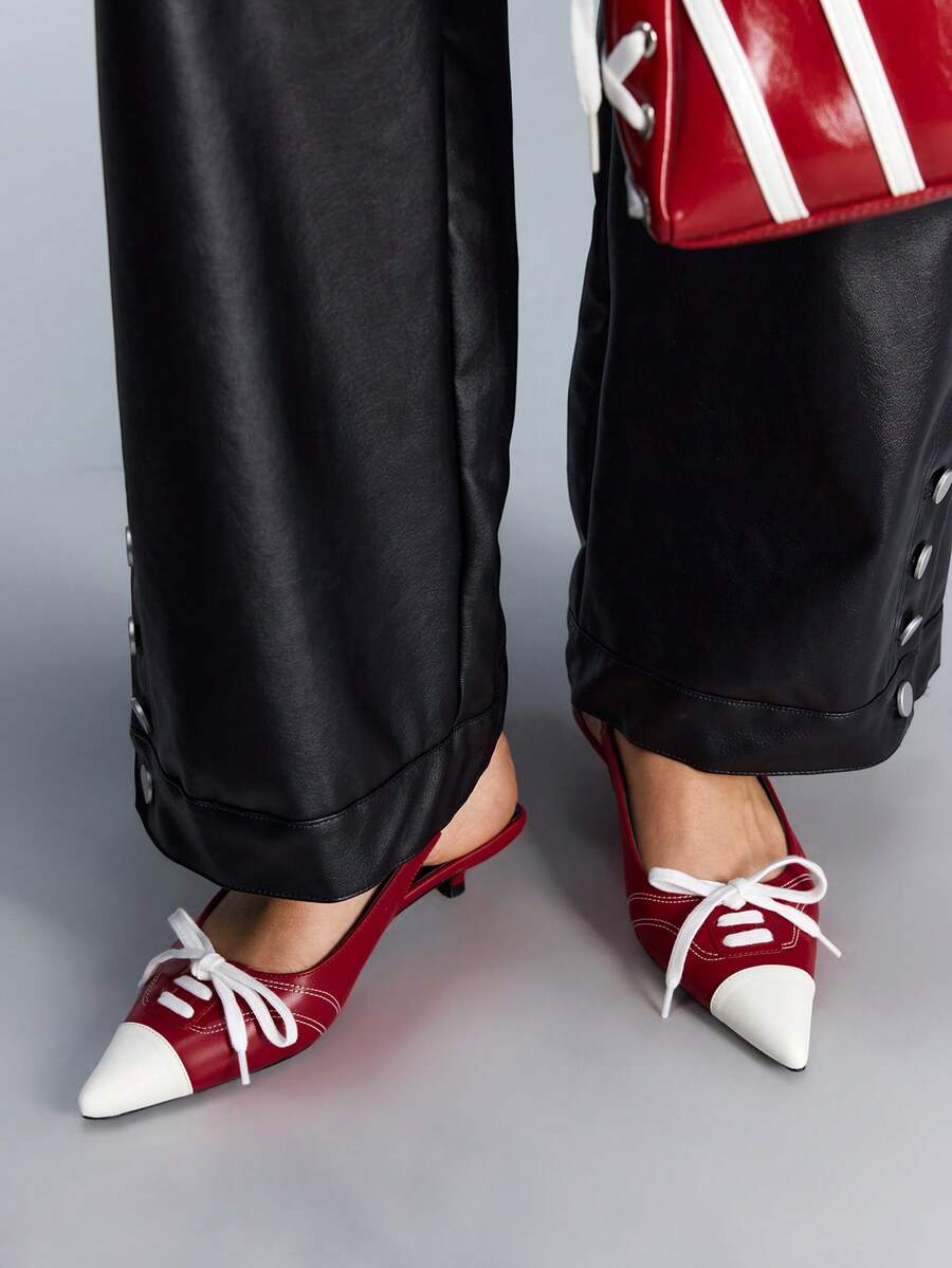 Front view of Chic Brown and White Y2K High Heels with Pointed Straps for Spring and Summer Vacations for women shoe styling