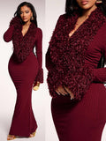 Step out in style with this chic burgundy faux fur bodycon maxi dress that hugs your curves perfectly. The dramatic mermaid hem adds a flirty flair, while the feather trim brings a fun, luxurious touch. Ideal for turning heads at parties or special nights out, this dress blends cozy texture with eye-catching elegance effortlessly.