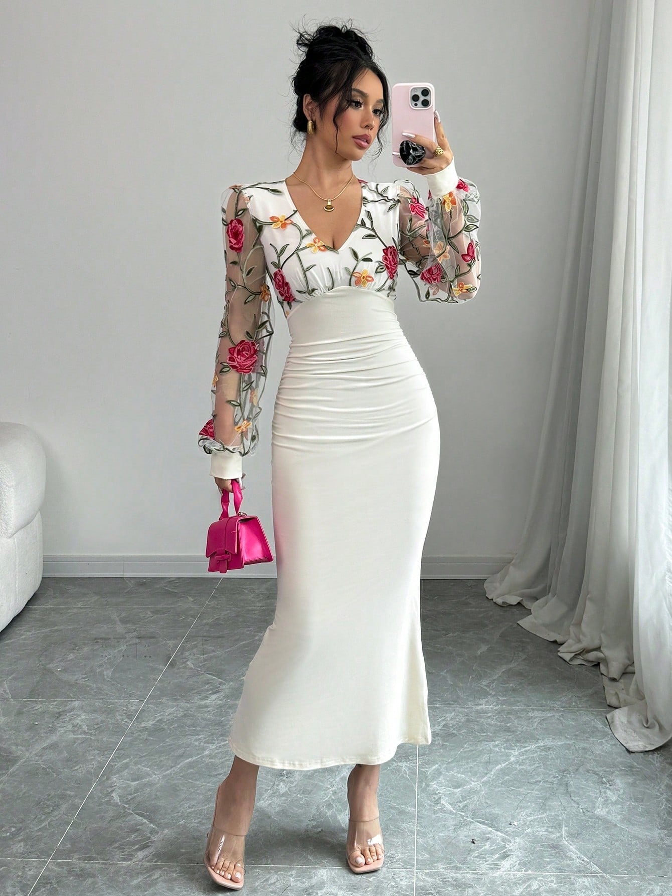 Achieve effortless style with our Chic & Casual Solid Color V-Neck Long Sleeve Fitted Dress. Made with a comfortable and flattering fit, this dress is perfect for any occasion. Its sleek design and solid color make it versatile and easy to pair with any accessories. Upgrade your wardrobe today!