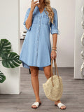 Get ready to rock some serious style with our Chic Casual V-Neck Denim Dress! With its cuffed sleeves and flattering v-neck design, this dress is perfect for any casual occasion. So step up your fashion game and make a statement with this chic denim dress!