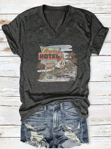 Rock your everyday style with our Chic Casual V-Neck T-Shirt! Made with a trendy print and a comfortable v-neck design, this shirt is perfect for adding a touch of chic to any outfit. Whether you're headed to brunch or running errands, this shirt is sure to elevate your look with its effortless style.