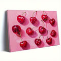 Angled view of gallery-wrapped cherry canvas print with thick edge