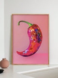 Spice up your space with our Chic Chili Disco Ball Canvas Art Print! This vibrant and playful piece adds a unique touch of food-inspired decor to any modern setting. Bring some fun and flavor to your walls with this quirky artwork.