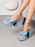 Step into summer fun with these Chic Chunky Platform Heeled Sandals! Featuring a playful pleated bow knot and an open toe design, they're perfect for weddings, proms, or any party where you want to shine. The chunky platform adds flair and comfort, so you can dance all night with confidence and style. Make every step a statement!