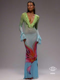 Green mesh maxi dress view 1