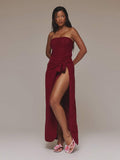Red bandeau two-piece set view 1