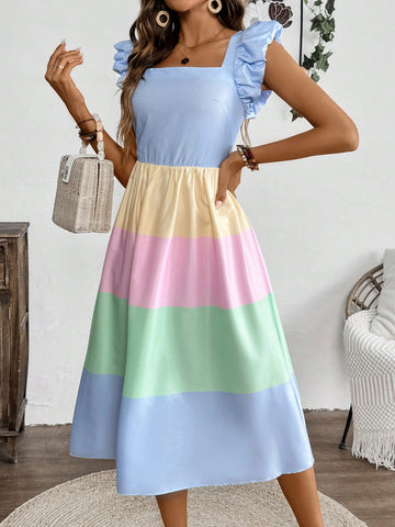 Expertly crafted for effortless style, this Chic Color Block Daily Dress will elevate your wardrobe. The chic color block design adds a modern touch, while the comfortable fit and versatile style make this dress perfect for any occasion. Stay on trend without sacrificing comfort with this must-have piece.