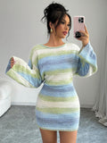 Effortlessly elevate your style with our Chic Color Block Stripe Long Sleeve Sweater Dress. Featuring bold stripes and a sleek color block design, this dress is perfect for any occasion. The long sleeves keep you warm while the chic style keeps you looking stylish. Upgrade your wardrobe today.