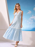 Elevate your resort wardrobe with our Chic Colorblock Lace-Trimmed V-Neck Resort Dress. The elegant V-neck and ruffle hem add a touch of sophistication to the colorblock design. Made with high-quality lace, this dress is perfect for any vacation or special occasion. Enhance your style with this must-have dress.