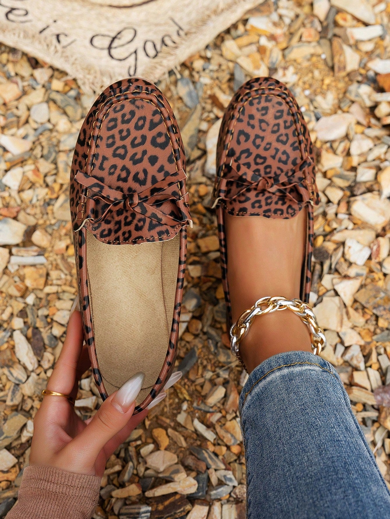 Step into style and comfort with our handmade beige khaki slip-on loafers. These chic shoes feature versatile bow details, adding a touch of whimsy to any outfit. Perfect for the fashion-forward, yet laid-back individual, these loafers provide both comfort and style in one trendy package.