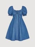 This short-sleeve denim dress is here to add a little comfort to your wardrobe. With the perfect mix of chic and casual, this dress is perfect for any occasion. Plus, it even comes with built-in shorts for added convenience. Talk about a fashion-forward win!