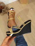 Step into comfort and style with our Chic Comfort: Women's Criss-Cross Woven Wedge Sandals! These sandals not only elevate your look with a trendy criss-cross design, but also provide a waterproof platform for all-day support and protection. Perfect for any occasion, these sandals are the ultimate combination of fashion and function.