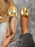 Slip into luxury with our Chic Comfort Women’s Gold Satin Loafers. The oversized bow detail adds a touch of playfulness to these sophisticated shoes. Experience comfort and style like never before!