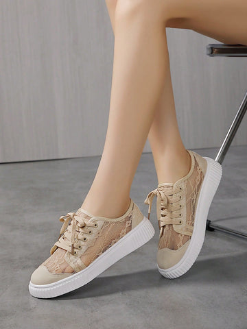 Update your shoe game with these Chic Comfort lace mesh sneakers. Effortlessly stylish, these white sneakers offer comfort and versatility for any casual occasion. From the park to the mall, these sneakers will elevate your style without sacrificing comfort. Get ready to turn heads with every step!