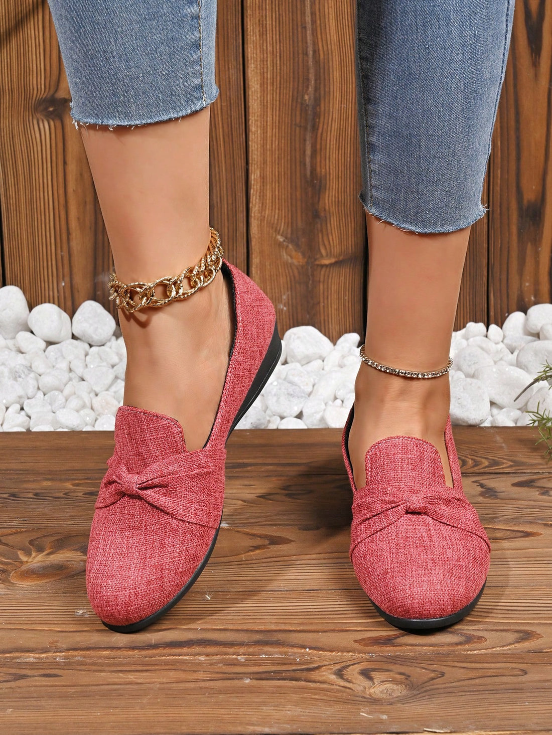 Elevate your style with our Chic & Comfortable Boho Plus Size Slip-On Loafers. These shoes add a touch of elegance with a bowknot detail while providing all-day comfort. Perfect for work or a night out, these slip-ons are a must-have for any fashion-forward wardrobe. Available in plus size for a perfect fit.
