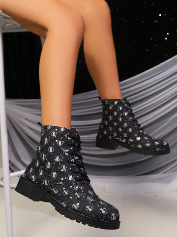 Experience effortless style with our Chic & Comfortable Women's Slip-On Sequin Short Boots. These boots feature a sleek slip-on design and stunning sequin embellishments, making them both fashionable and easy to wear. With their comfortable fit, you'll want to wear them all day long. Upgrade your shoe collection with these must-have boots.