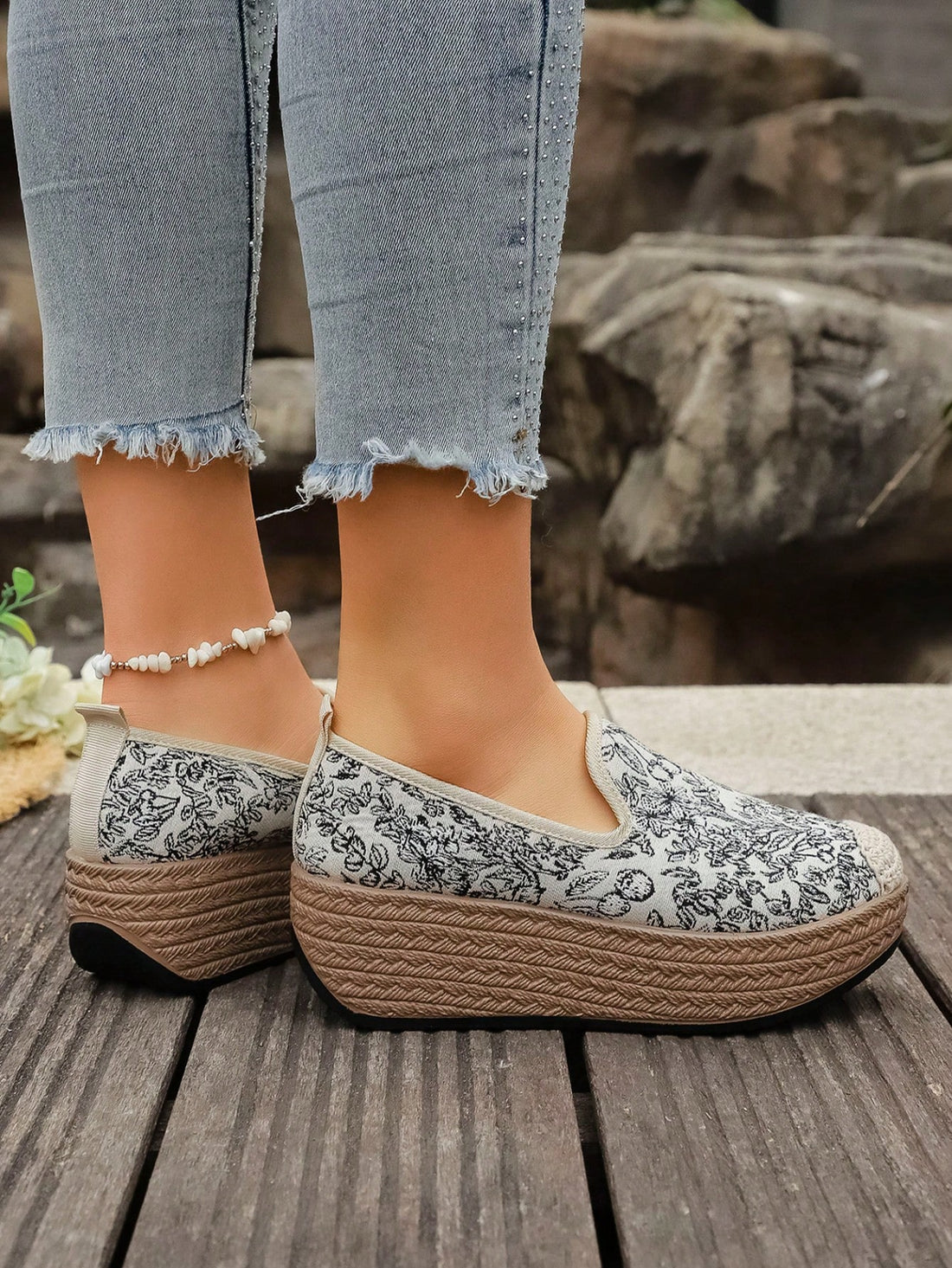 Slip on these Chic & Comfy loafers and your feet will thank you. Made with breathable striped canvas and a platform for added height, these funky shoes are perfect for any occasion. With a touch of sophistication and a dash of comfort, you'll be stylish and trendy without even trying!