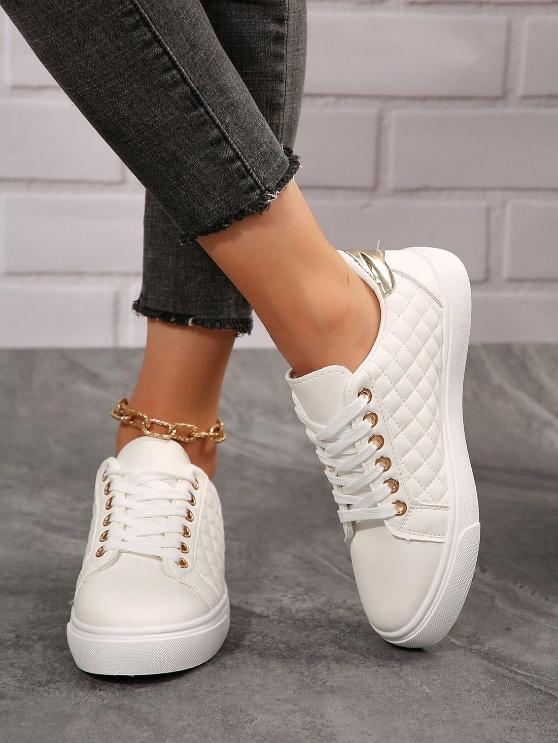 Step out in style with these Chic & Comfy Korean Fashion White Sneakers! These low-top canvas shoes are not only fashionable, but also offer breathability for all your casual adventures. Elevate your wardrobe and stay comfortable all day long with these must-have sneakers.