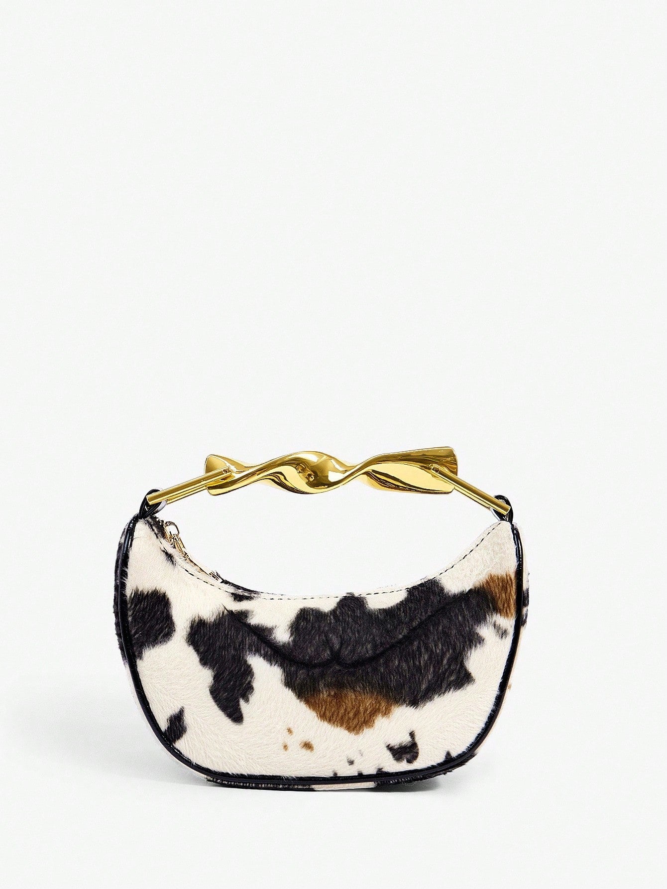 Add a splash of whimsy to your outfit with this Chic Cow Print Top Handle Bag. Perfectly sized for essentials, its charming print brings a fun twist to any look, from casual days out to stylish evenings. Carry it by the top handle for a touch of elegance or let it steal the spotlight as your go-to statement piece!