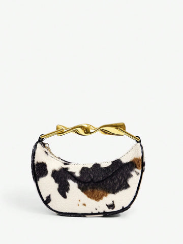 Add a splash of whimsy to your outfit with this Chic Cow Print Top Handle Bag. Perfectly sized for essentials, its charming print brings a fun twist to any look, from casual days out to stylish evenings. Carry it by the top handle for a touch of elegance or let it steal the spotlight as your go-to statement piece!