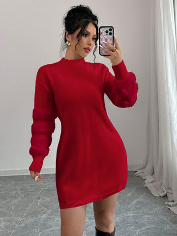 This Chic & Cozy bodycon sweater dress is designed with a solid color and features faux fur trim for a luxurious touch. Made with a soft and comfortable fabric, this dress is perfect for staying warm and stylish during the colder months. Stay chic and cozy with this must-have addition to your wardrobe.