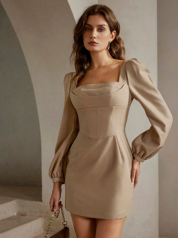 Elegance made effortless with our Chic Crew Neck Ruched Peplum Bodycon Dress. This dress features a flattering ruched design and a playful peplum skirt, perfect for any occasion. Step out in style and make a statement with this bodycon dress.