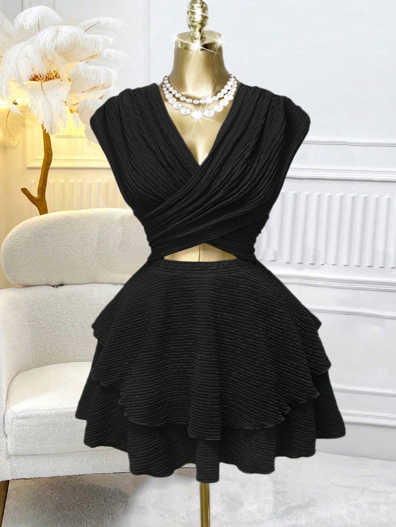 Twirl into summer with our Chic Criss-Cross Ruffle Hem Beach Dress! The flirty ruffles dance with every step while the criss-cross design adds just the right amount of sass. Perfect for beach strolls, vacation selfies, or dancing the night away at concerts. This dress doesn't just look good—it brings the party wherever you go!
