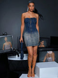 Get ready to elevate your party style with our Chic Cross-Strap Denim Bodycon Dress! The strapless design adds a touch of glamour while the cross-straps give it a unique and playful look. Made from comfortable denim, this dress is perfect for any party or special occasion.