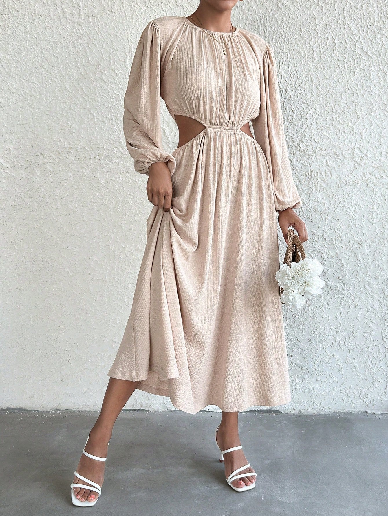 Looking for effortless style? Look no further than our Chic Cut-Out Waist Lantern Sleeve Dress! Featuring a unique cut-out waist design and playful lantern sleeves, this dress will make you stand out with ease. Perfect for any occasion, from work to a night out with friends!
