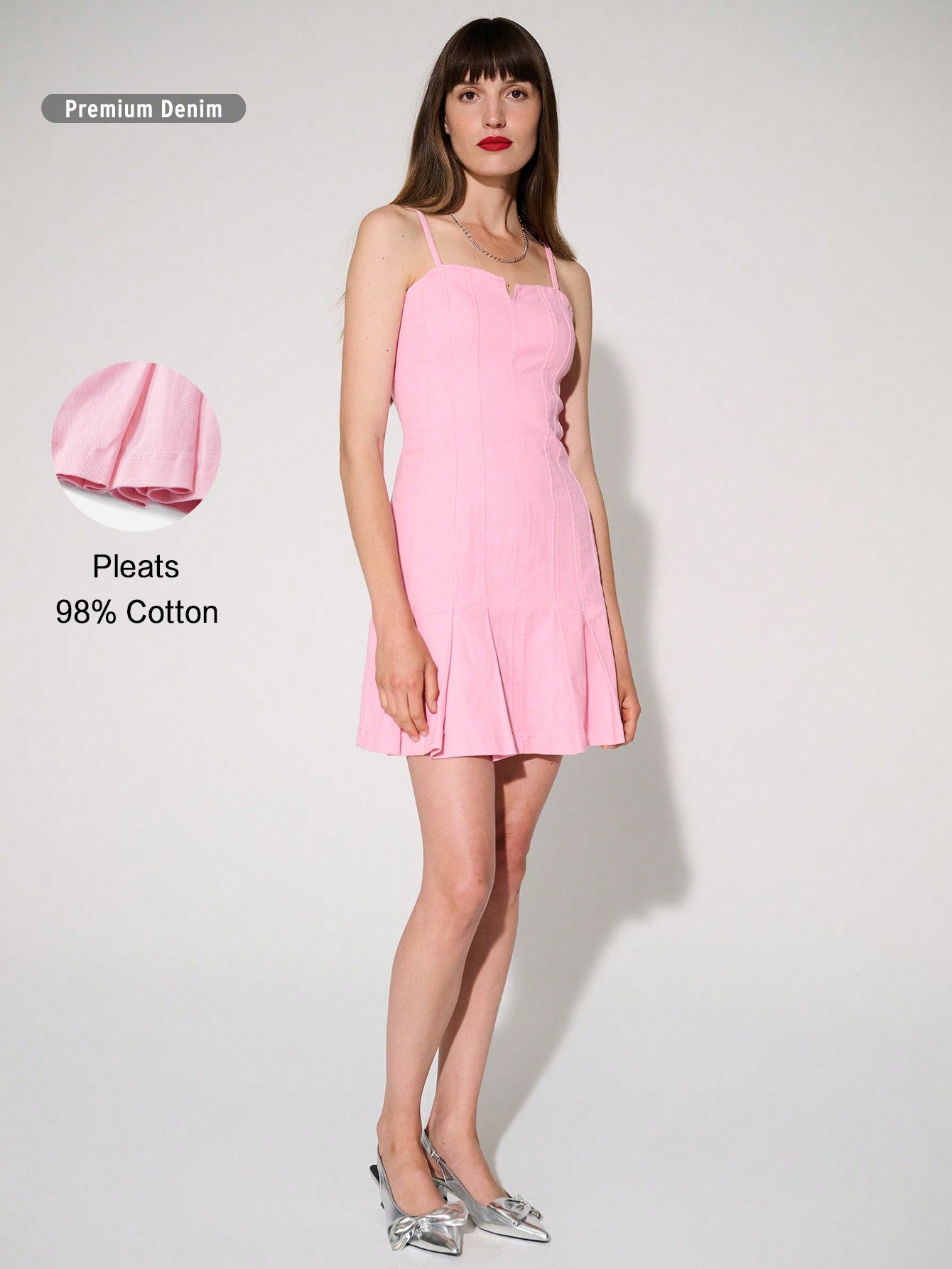 Expertly crafted for a flawless fit, the Chic Denim Dreams: Pleated Corset Tank Mini Dress is the perfect blend of style and comfort. Made with premium denim fabric, this dress features a trendy pleated corset design that accentuates your curves. Elevate your wardrobe with this versatile and chic dress.