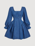 Elevate your style with our Chic Denim Mini Dress! Perfect for any occasion, this dress features long sleeves and a square neck for effortless elegance. Whether you're dressing up or down, this dress is sure to make a statement. So why not add a touch of chic and denim to your wardrobe today?