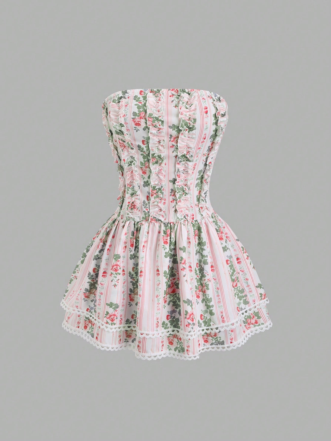 Step into spring and summer with this playful ditsy floral dress, featuring a charming ruffled hem that adds a flirty touch to your look. Perfect for romantic getaways or sunny days out, its lightweight fabric keeps you comfortable while turning heads with its delicate floral pattern. Embrace effortless style and a breezy vibe wherever you go!