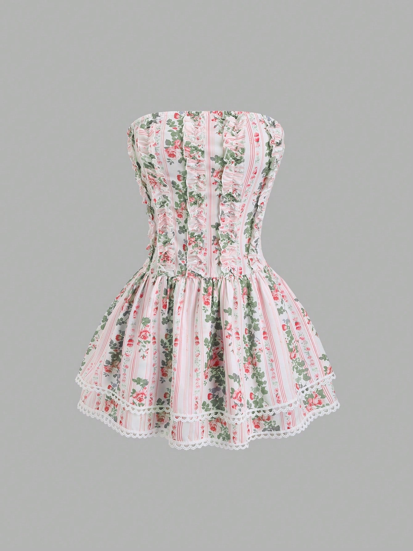 Step into spring and summer with this playful ditsy floral dress, featuring a charming ruffled hem that adds a flirty touch to your look. Perfect for romantic getaways or sunny days out, its lightweight fabric keeps you comfortable while turning heads with its delicate floral pattern. Embrace effortless style and a breezy vibe wherever you go!