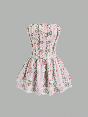 Step into spring and summer with this playful ditsy floral dress, featuring a charming ruffled hem that adds a flirty touch to your look. Perfect for romantic getaways or sunny days out, its lightweight fabric keeps you comfortable while turning heads with its delicate floral pattern. Embrace effortless style and a breezy vibe wherever you go!