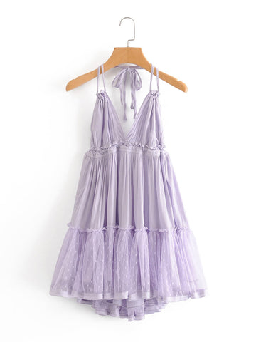 Experience effortless elegance with our Chic Dobby Mesh Open-Back Halter Dress. Made with mesh fabric, this dress offers a unique and stylish look. The halter design accentuates the back, making it perfect for any special occasion. Be the center of attention with this chic and elegant dress.