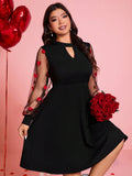 Be the heart of the party with Chic Elegance's Heart Patchwork Mesh Sleeve Dress. This plus size dress will make you stand out with its playful heart patchwork design and breezy mesh sleeves. Show off your unique style with this fun and flirty dress.