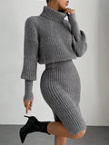 Stay cozy and stylish in our Chic Elegance Turtleneck Sweater Dress. Made with a slim-fit design and solid color, it's perfect for the cooler seasons. With a turtleneck to keep you warm and chic, it's the perfect addition to your autumn and winter wardrobe.