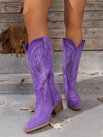 Elevate your style with our Chic Embroidered Suede Knee-High Boots! Made with luxurious suede and adorned with intricate embroidery, these boots are the perfect combination of style and comfort. With a stable wedge heel, they provide both support and a touch of elegance. Step into fashion now!