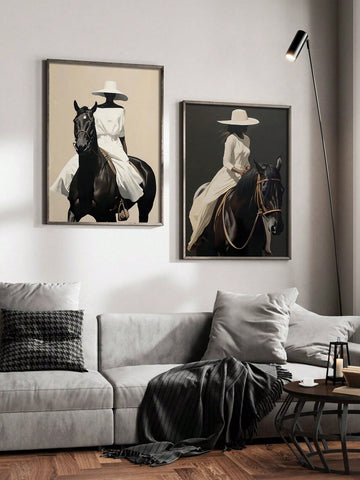 Add a touch of elegance to your home decor with our Chic Equestrian Duo canvas wall art set. Featuring a modern, unframed design, this set is perfect for adding a stylish and sophisticated look to any room. Upgrade your space with this unique and versatile piece!