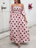 Get ready to turn heads on your next vacation with our Chic & Flirty Plus Size Polka Dot Off-Shoulder Dress! Effortlessly stylish, this dress will have you feeling confident and comfortable all day long. Perfect for a fun and flirty vacation style, this dress is a must-have addition to your wardrobe.