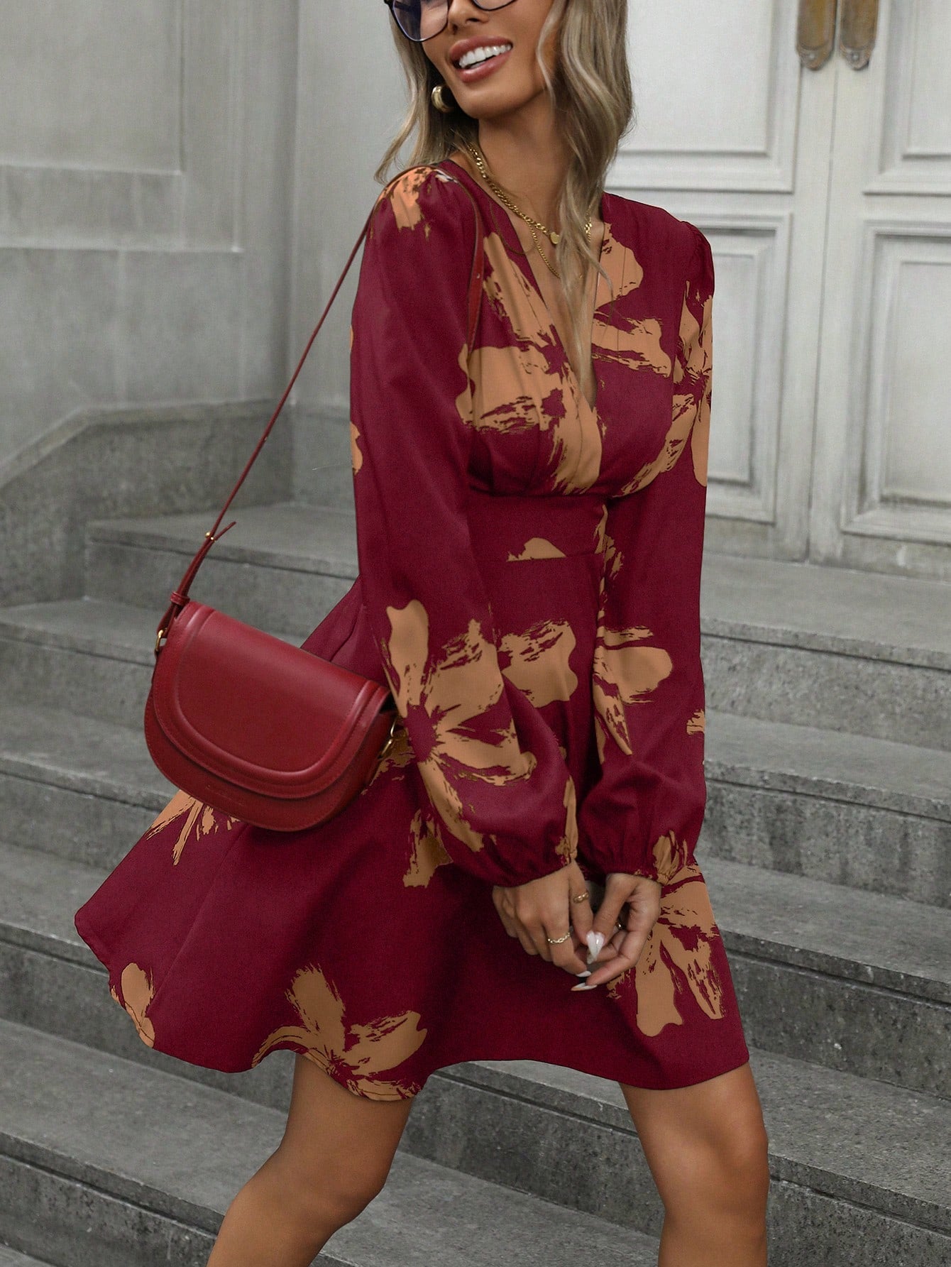 Step into autumn adventures with this playful floral colorblock short dress. Featuring a flattering cinched waist, it effortlessly combines comfort and style for your getaway wardrobe. The vibrant floral patterns and bold colorblocking add a fun twist to classic fall fashion, making it perfect for crisp days and cozy evenings.