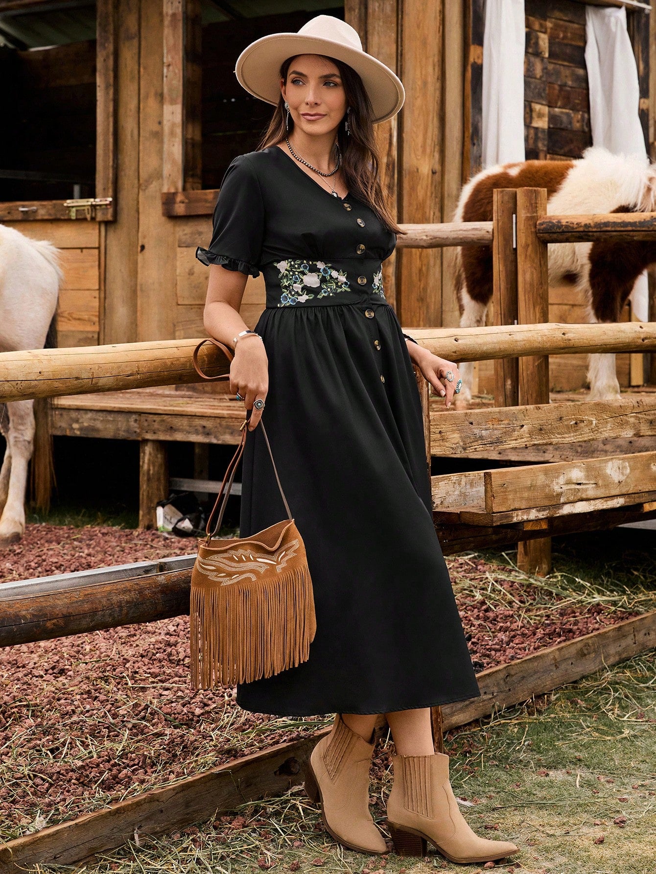 Twirl into vacation mode with this flirty floral embroidered dress! The charming button-front detail adds a touch of vintage flair while keeping things breezy. Slip it on for beachside strolls or sunset dinners – this dress is your ticket to effortless style wherever your adventures take you. Pack light, look fabulous!