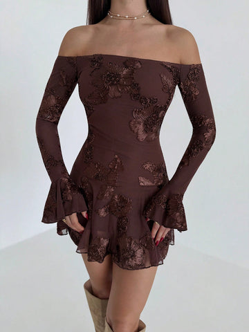 Embrace the season with this charming off-shoulder mini dress, where delicate floral embroidery meets effortless sophistication. The romantic neckline frames your shoulders beautifully while the intricate needlework adds a touch of artisanal flair. Perfect for transitioning from summer warmth into cooler autumn days, this piece strikes the ideal balance between playful and polished. Slip it on for brunch dates, casual gatherings, or whenever you want to feel undeniably chic without trying too hard.