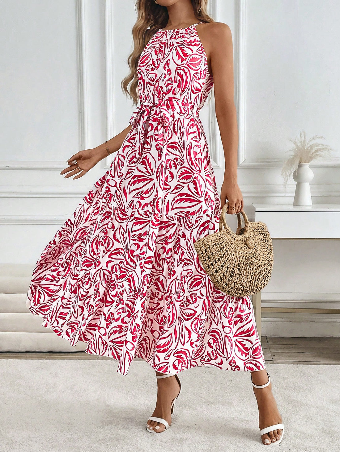 Stay fashionable and comfortable on casual beach days with our Chic Floral Maxi Dress! The stylish tie front accentuates your figure while the vibrant floral print adds a touch of elegance. Made with lightweight material, this dress is perfect for warm weather.